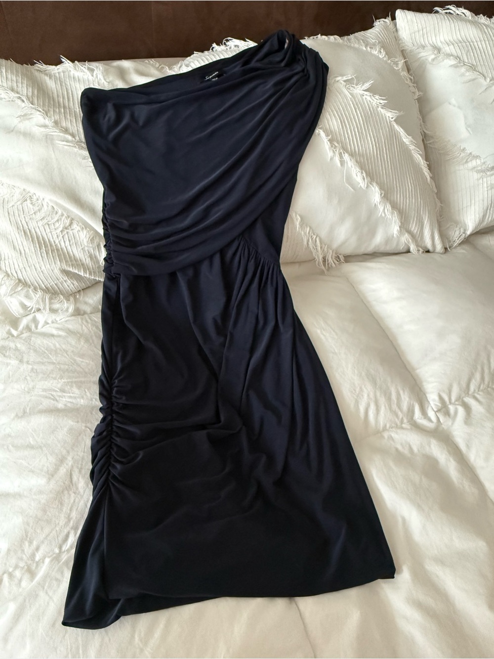 Soprano Navy Blue One-Shoulder Ruched Dress